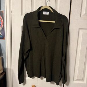 Old Navy Army Deep Green Collared Long Sleeve Sweater. - Size XL